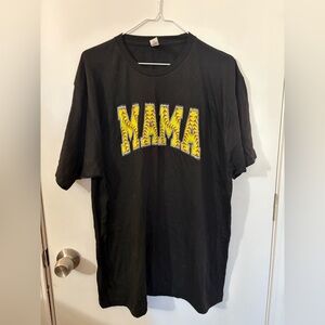 Women’s XL Softball Mama Black T-Shirt with Yellow Graphic